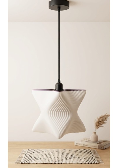 Neslidekor Modern 3d Tasarım Geometrik Sarkıt Abajur - Antre Ve Salon Tipi Avize - Beyaz Beyaz