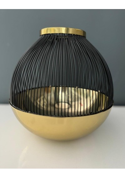 Lamedor Skult Gold Black Large T-lıght Holder 23x23x24 Cm
