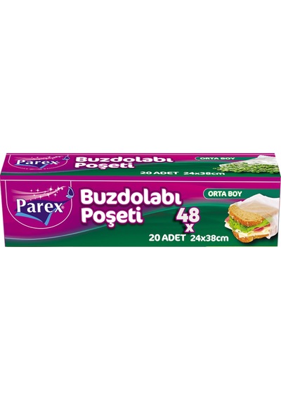 20'li Buzdolabı Poşeti Orta Boy 24 X 38 Cm 48'li Paket