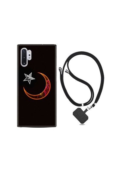 Samsung Galaxy Uyumlu Note 10 Plus Kılıf Resimli Desenli Silikon Boyun Askılı Ay Yıldız 1884