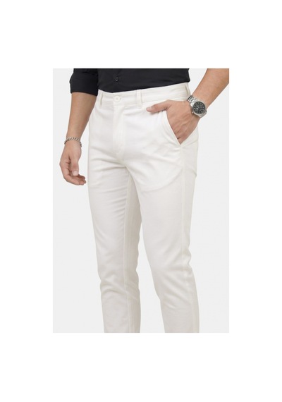 Deepsea Erkek Beyaz Modern Fit Likralı Kumaş Pantolon Günlük & Ofis Kullanımı 2602020