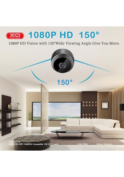 Cr12 Mini Kablosuz Wifi Kamera Net Görüntüleme İle Kompakt Gözetimli Mekan Kamerası - Gece Görüşü