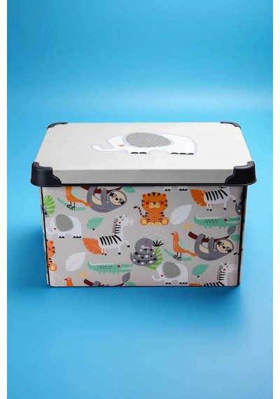 Style Box Animals Desenli 20 L Dekoratif Oyuncak Ve Saklama Kutusu Çok Renkli