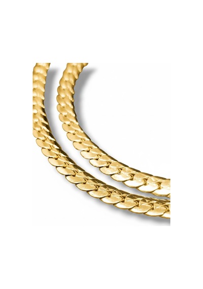 Gümüş Kaplama 316 L Paslanmaz Çelik Kz-103 Ezme Balıksırtı Gurmet Sık Örme İtalyan Model Zincir Kolye 6 Mm Gold Altın