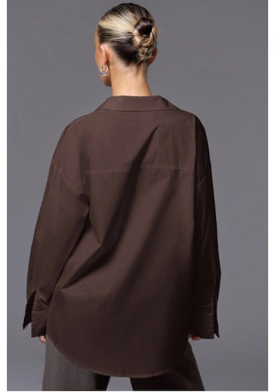 Tarz Cool Kadın Oversize Gömlek Uzun Kollu Basic Salaş Kesim Poplin Trend Şık Günlük Gömlek Kahverengi Tarz Cool Kadın Oversize Gömlek Uzun Kollu Basic Salaş Kesim Poplin Trend Şık Günlük Gömlek Kahverengi