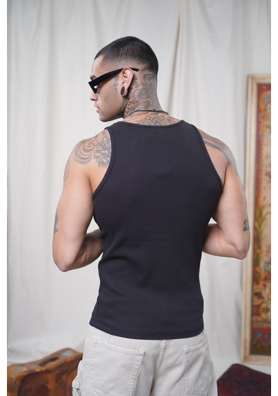 Slim Fit Kaşkorseli Esnek Düz Erkek Sporcu Atlet Siyah