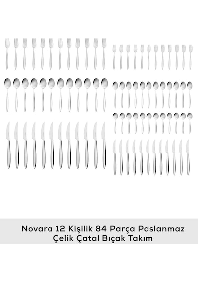 Karaca  Elegance Novara 84 Parça 12 Kişilik Çatal Kaşık Bıçak Takımı