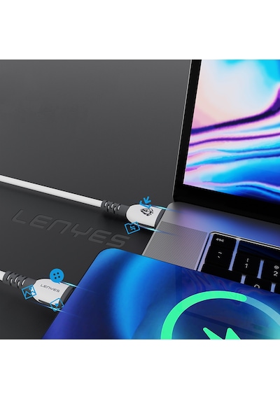 Lenyes Lc979 Usb-a To Micro Hızlı Şarj Özellikli Data Ve Şarj Kablosu 2.4a 1m Beyaz Beyaz