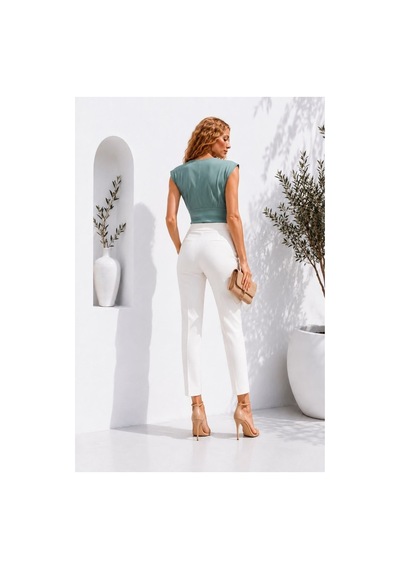 Store Krep Yaka Elbise V Kumaş Vatkalı Mint - 935898470 Mint