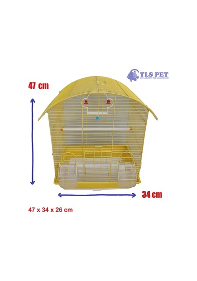 Tls Pet Muhabbet Kuşu Kafesi İki Kapılı Renkli 47 x 34 x 26 Cm