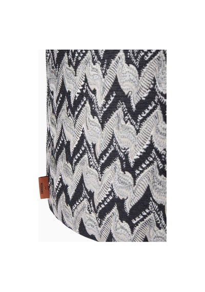 Missoni Fluidity Zigzag Puf, Monokrom Italyan Tasarım Yuvarlak Puflar Siyah-gri 40 X 30 Cm