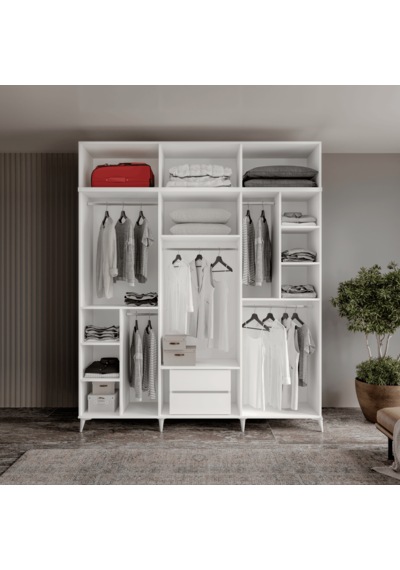Guneystore Milas Gold 6 Kapaklı %100 Mdf Ayaklı Yüklüklü Gardırop