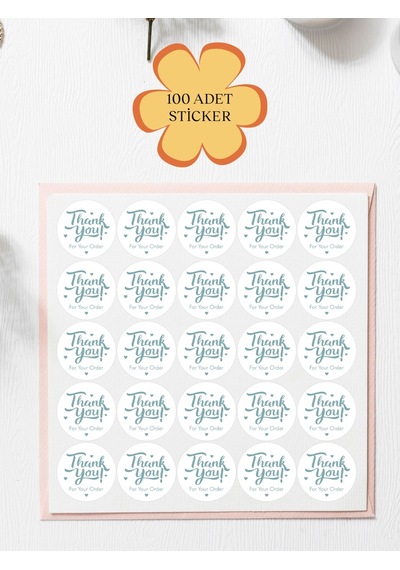 100 Adet Teşekkür Ederiz Stickers Paketleme Kargo Çıkartma Pyt0yg