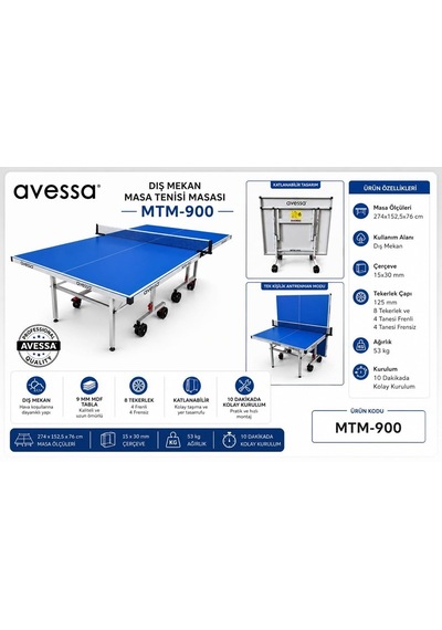 Delux Serisi Mtm-900 Dış Saha Masa Tenis Masası Outdoor Aile Kulüp