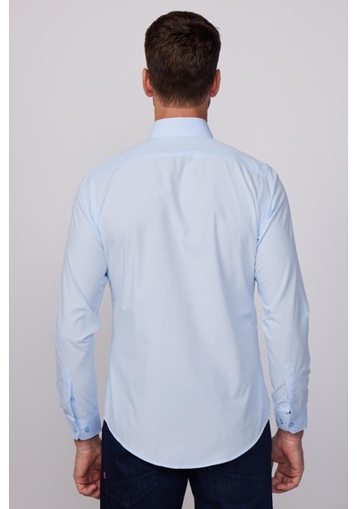 Tudors Slim Fit Pamuklu Kolay Ütü Mavi Erkek Gömlek-28032-mavi Mavi