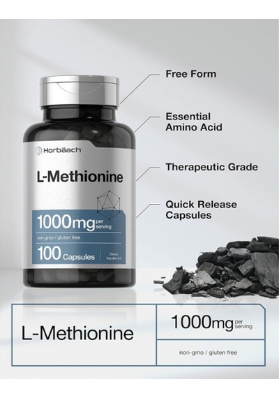 Horbäach L-methionine 1000mg 100 Capsul. Usa Menşei. 3933