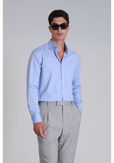 Lufian Erkek Danıel Basic Slim Fit Gömlek 112010640 Mavi Mavi