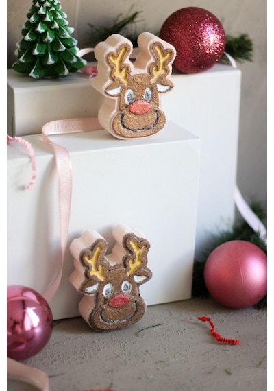 Star Bomb Christmas Bath Bomb Yılbaşı Koleksiyonu Geyik Banyo Topu Nem Bombası 2'li