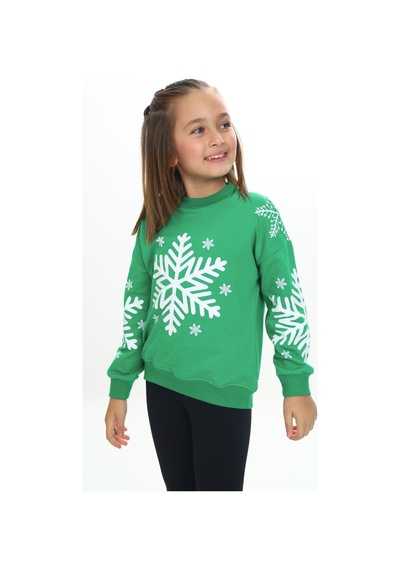 Toontoy Kız Çocuk Relax Fit Bisiklet Yaka Düşük Omuz Baskılı Sweatshirt - 2 İplik Çimen Yeşili Toontoy Kız Çocuk Relax Fit Bisiklet Yaka Düşük Omuz Baskılı Sweatshirt - 2 İplik Çimen Yeşili