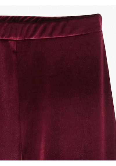 Lcwaıkıkı Basic Bordo Beli Lastikli Geniş Paça Kadın Kadife Pantolon