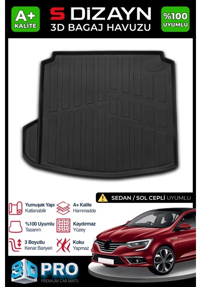 S-dizayn Renault Megane 4 3d Pro Bagaj Havuzu Sol Kulaklı 2016 Üzeri A+ Kalite