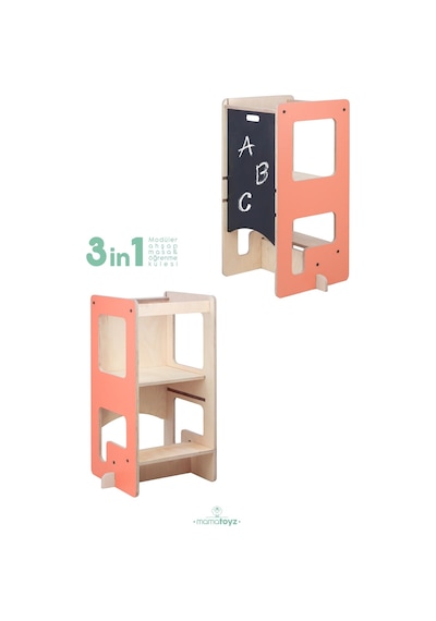 Flip Terra Cotta 3'ü 1 Arada Öğrenme Kulesi & Aktivite Masası & Yazı Tahtası Turuncu Rengi Terra Cotta
