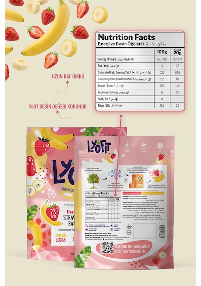 Freeze Dried Muz Çilek 20 G