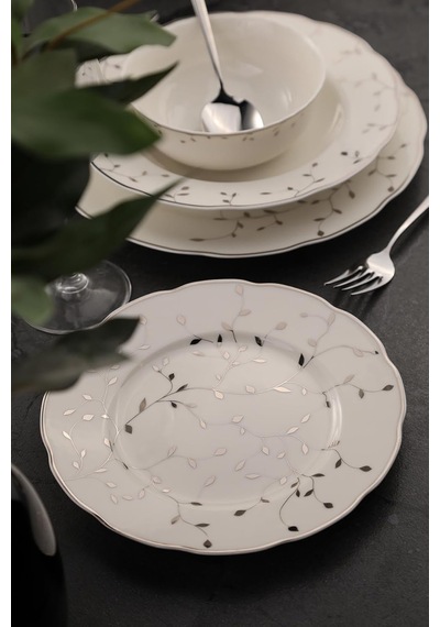12 Parça 6 Kişilik Kahve Takımı Leaves Silver Genel