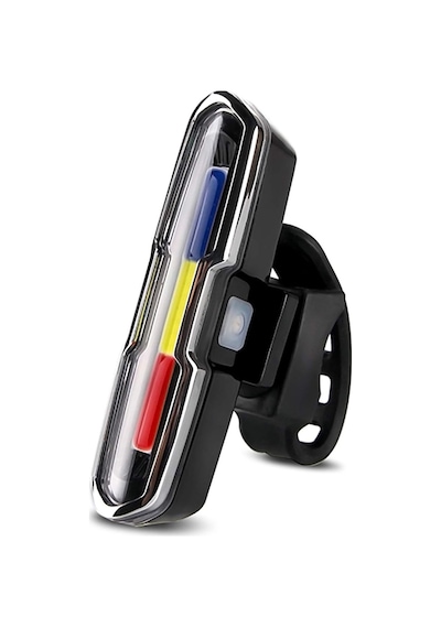 Bisiklet Led İkaz Uyarı Fener Mavi Kırmızı Beyaz Çakarlı Usb Şarjlı Stop Lambası Siyah - Kırmızı - Beyaz