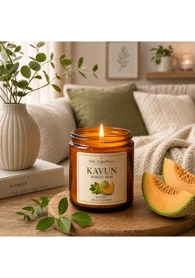 Kavun Kokulu Mum Soft Lighthome Beyaz - Turuncu