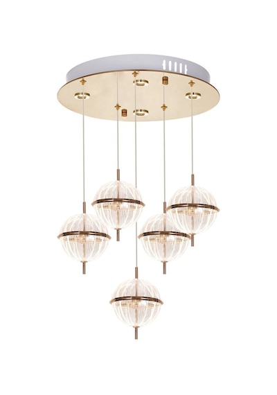 Eray Aydınlatma 8265-4+1 5li Sarkıt Sarı Led Avize Gold