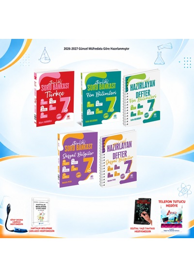 Çanta Yayınları 2026-2027 7. Sınıf Tüm Dersler 5 Kitap Türkçe-fen-sos Soru/fen-sos Defter Set