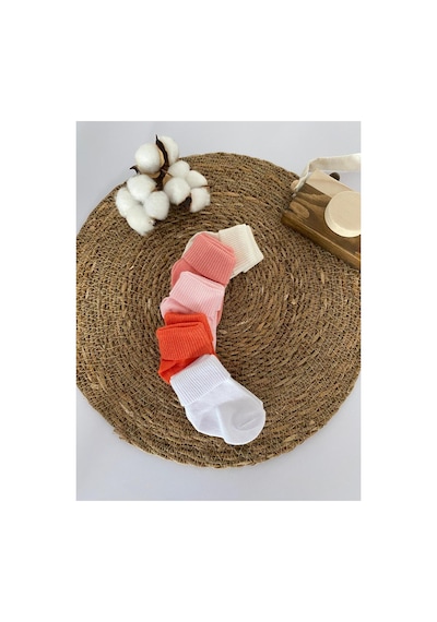 Glory Baby Organik Pamuklu Unisex 5'li Premium Yenidoğan Bebek Çorabı - Kutulu Pembe-ekru-somon-ekru-beyaz Pembe-ekru-somon-ekru-beyaz