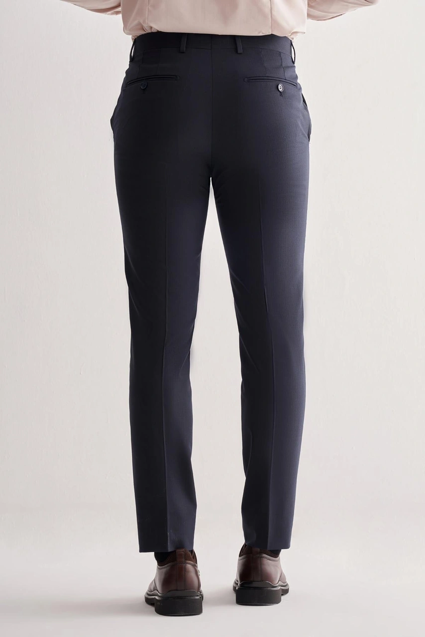 İmza Lacivert Yan Cep Açık Paça Kendinden Desenli Slim Fit Pantolon 1003255152 Lacivert