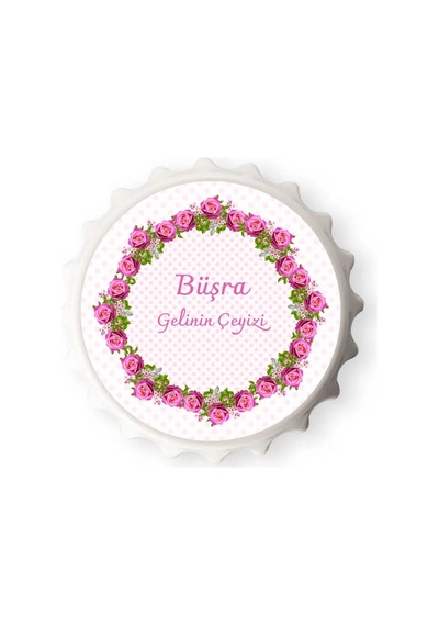 Kişiye Özel Gelin Çeyizi Çiçekli Magnet - 10 Adet Set