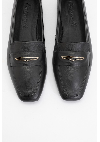 Luvishoes Luvi Shoes Irıdessa Siyah Cilt Hakiki Deri Tokalı Küt Burun Kadın Loafer Ayakkabı SİYAH CİLT