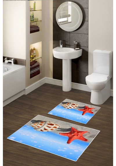 Alanur Trend Kaymaz Taban Dijital Banyo Takımı Kt437 Mavi