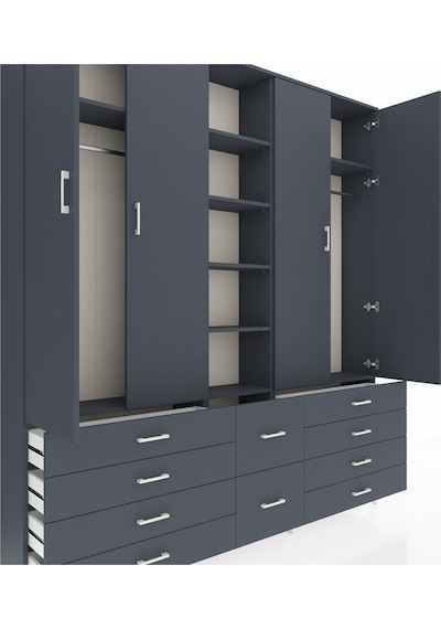 Arges Dolap 9 Raflı 10 Çekmeceli 2 Askılı 220x30x243 Antrasit-antrasit/antrasit Antrasıt/antrasıt Arges Dolap 9 Raflı 10 Çekmeceli 2 Askılı 220x30x243 Antrasit-antrasit/antrasit Antrasıt/antrasıt