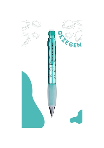 Deep Mekanik Kurşun Kalem 0.7 Mm Metalik Yeşil Gezegen Deseni
