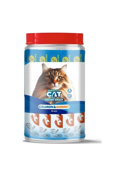 Eurogold Cat Creamy Somon - Karides Sıvı Kedi Ödül Maması 30 x 15 G