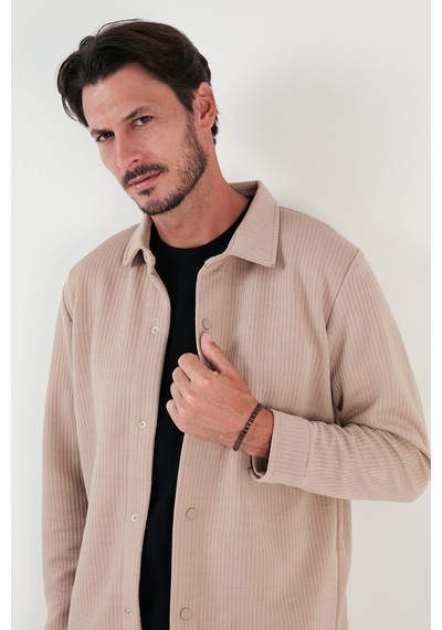 Buratti Fitilli Çıtçıtlı Relaxed Fit Erkek Gömlek 5905510 Vizon