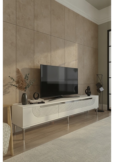 Tsa1805bs Meyra Tv Sehpası Beyaz-sılver 180cm Beyaz - Gümüş