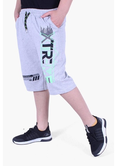 Fyk Kids Xtremea Yazı Baskılı Yksek Bel Erkek Çocuk Kapri Gri