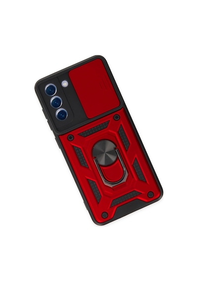 Samsung Galaxy S21 Fe Kılıf Pars Lens Yüzüklü Silikon - Kırmızı