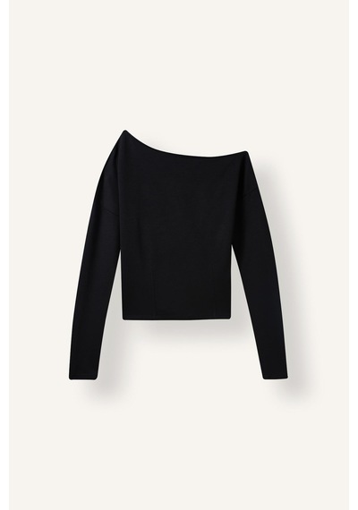 Defacto Slim Fit Tek Omuz Uzun Kollu Basic Sweatshirt I8676ax26aubk81 Siyah-bk81