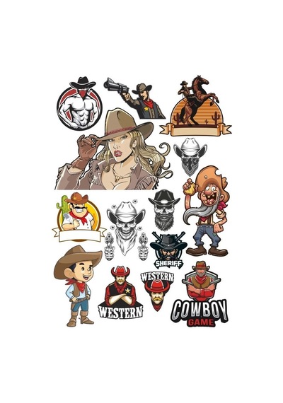 Cowboy Sticker-1 13 Parça Telefon, Tablet, Defter, Laptop Sticker