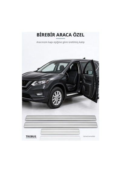 Nissan X-trail 2014 Ve Sonrası Uyumlu Krom Kapı Eşiği 4 Parça Paslanmaz Çelik