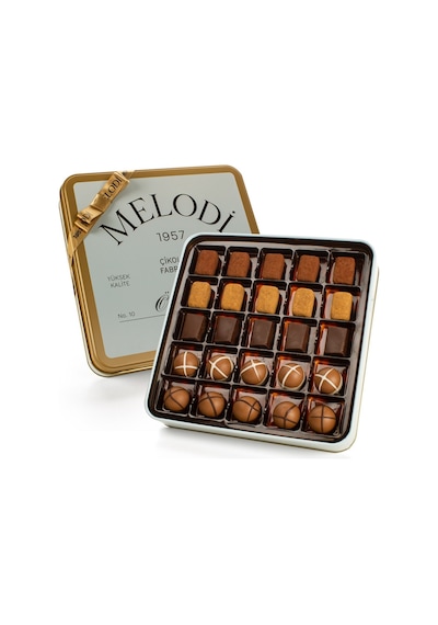 Melodi 1957 Pralin Metal Kutu Hediye Spesiyal Çikolata 250g