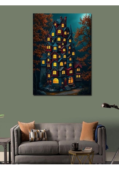 Kanvas Tablo Korkutucu Karanlık Ev 70cmx100cm