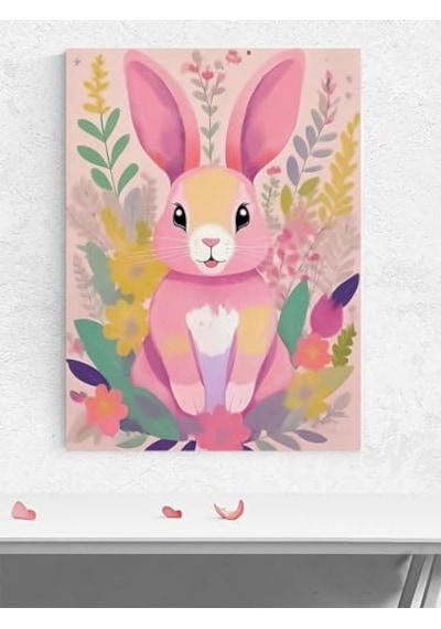 Tavşan Kız Bebek Odası Poster Afiş Kreş Çocuk Odası Dekorasyon Yenidoğan Hediye